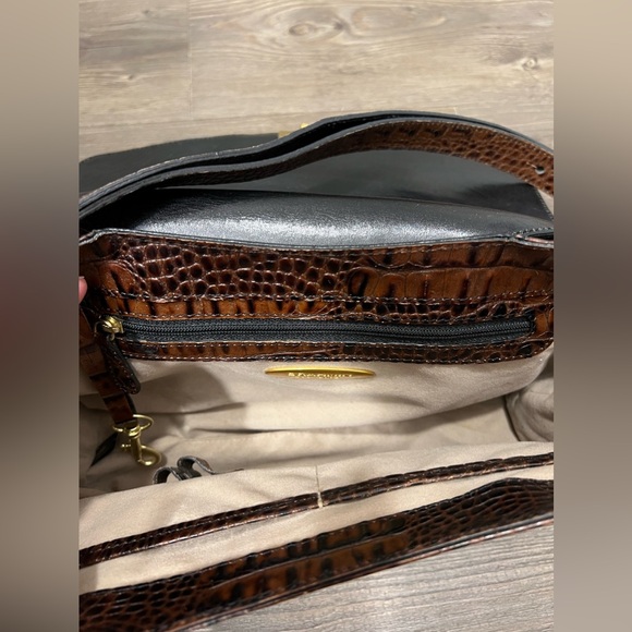 Vintage Brahmin Crocodile Embossed Shoulder Bag - Brown & Black - Picture 4 of 12